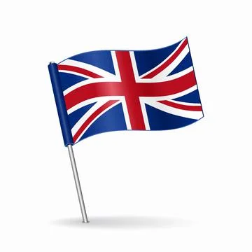 British flag map pointer layout. Vector illustration. 库存插图