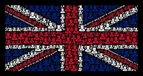 British Flag Mosaic of Devil Items Stock Illustration