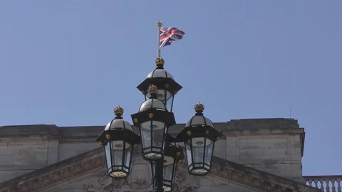 British flag over street lights. Stock Footage 76354700