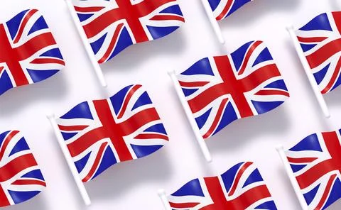 British flag pattern background white soft color. Realistic cartoon 3d style. 스톡 일러스트