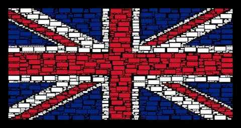 British Flag Pattern of Building Brick Items Illustrazione stock
