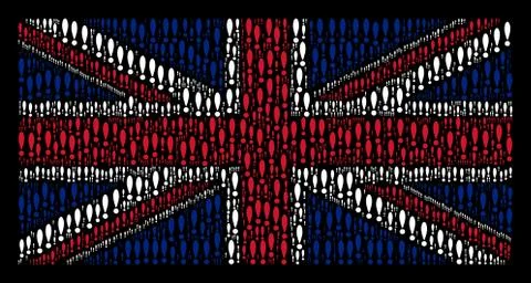 British Flag Pattern of Exclamation Sign Icons Stock Illustration