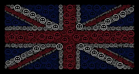 British Flag Pattern of Glad Smiley Icons Stock Illustration