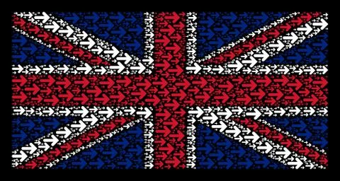 British Flag Pattern of Right Arrow Items Stockillustratie