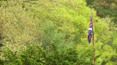 British Flag on Pole During Battle Stock Footage 12161602
