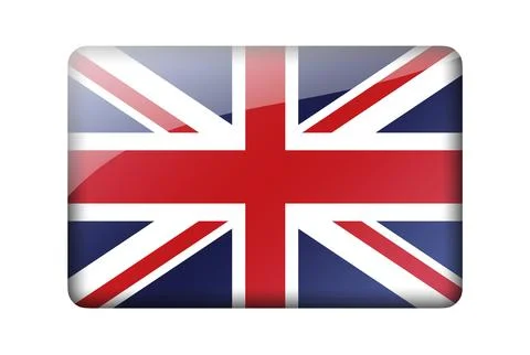 The British flag. Rectangular glossy icon. Isolated on white background Stock Illustration