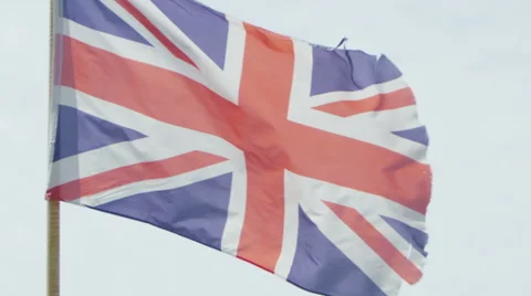 British flag in super slow motion on a bright sunny day, 240 fps Stock Footage 50726207