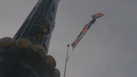 British Flag Tracking Slow Motion Stock Footage 95283269