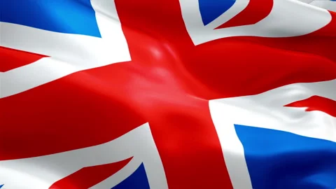 British Flag Wave Loop waving in wind. Realistic UK Flag background Stock Footage 97655688