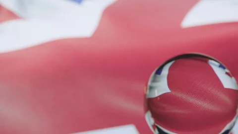 British Flag is Waving Against Blue Sky in 4K Stock Footage 123412341