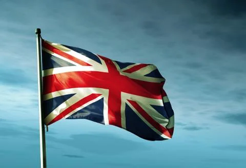 The british flag waving in the evening Stock Illustration