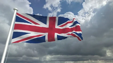 British Flag Waving, Union Jack of United Kingdom motion graphic animation Stock Footage 240483895