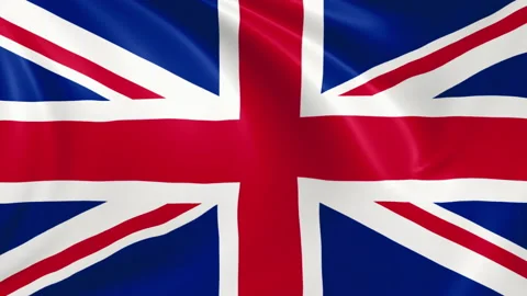 British flag waving in the wind with high quality texture in 4K Vídeo Stock 130429039