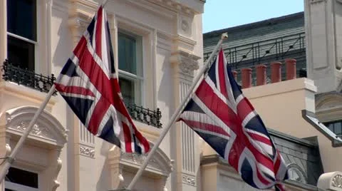 British Flags, Union Jack, City of London Stock Footage 22152522