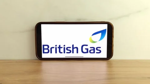 British Gas logo displayed on mobile phone Stock Footage 242865143