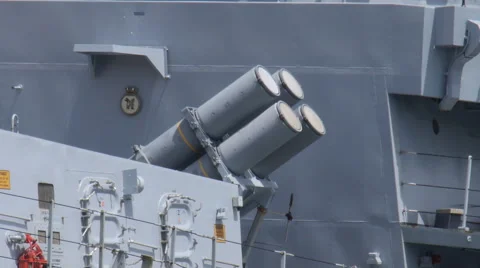 British harpoon missile launcher Stock Footage 40355992