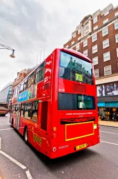 British icon double decker bus along Oxford Street in London, UK Foto stock