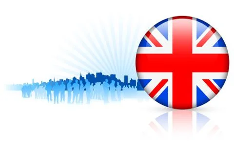 British Internet Button on Skyline Background Stock Illustration