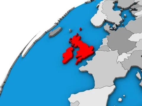 British Isles on 3D globe Stock Illustration