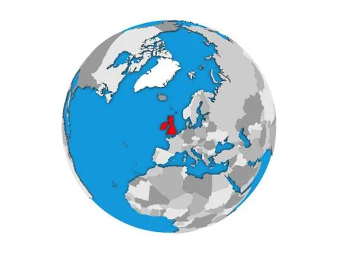 British Isles on 3D globe isolated Stock Illustration