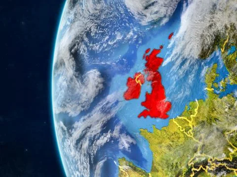 British Isles on globe from space Stock Illustration