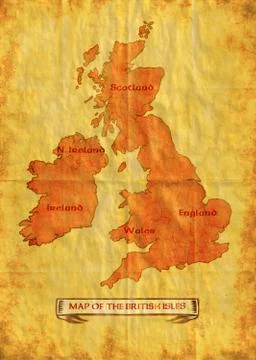 British isles map grunge Stock Illustration