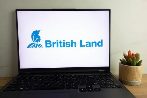 The British Land plc property development company logo on laptop Stock Photos