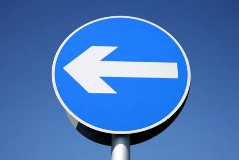 British left turn only one way sign. Photos