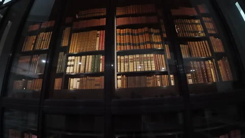 British Library wall of books. Stock Footage 276604718