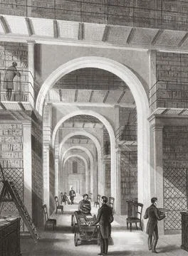 The British Museum's Additional Library after a print by Edward Radclyffe dated 스톡 일러스트