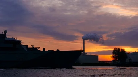 British Navy vessel 4k clip  Stock Footage 69989460