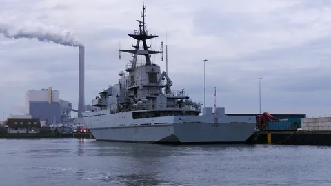 British Navy vessel 4k clip Stock Footage 69989633