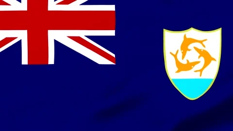 British overseas territory flag with dolphins and waves emblem 库存影片 343573745