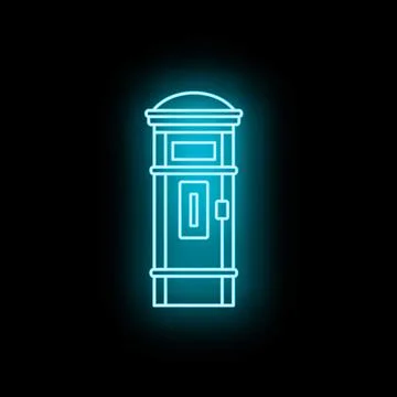British pillar post box neon glowing outline Ilustração Stock