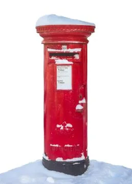 British Post Box In The Snow Stock Photos