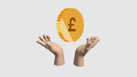 British Pound Coin Between Hands Financial Animation Icon Stock Footage 341766349