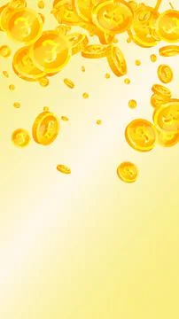 British pound coins falling. Powerful scattered GBP coins. United Kingdom money Illustrazione stock