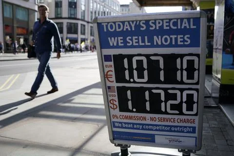 British pound continues to react to latest political developments on Brexit, Lon Stock Photos