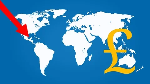 British Pound Currency Falling Chart with World Map Stock Footage 102241987