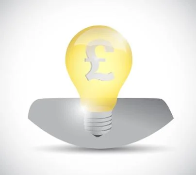 British pound currency light bulb head. Stock Illustration