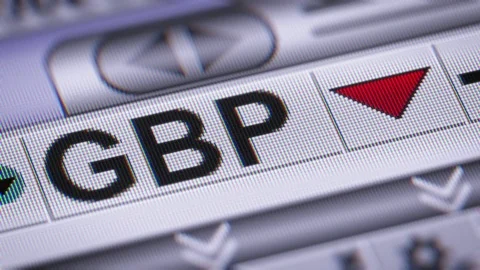 British pound. Down. Looping. Stock Footage