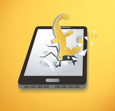 British Pound icon Breakthrough screen smartphone vector Stock Illustration