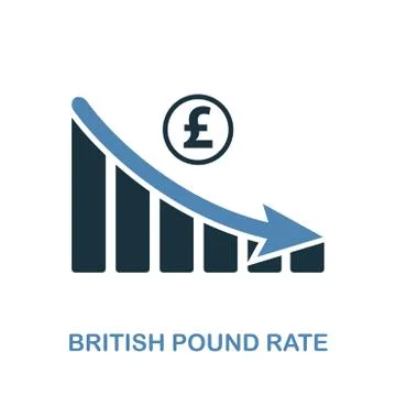 British Pound Rate Decrease Graphic icon. Monochrome style design from diagram 库存插图
