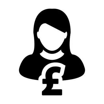 British Pound sign icon vector female user person profile avatar with currency Stock Illustration