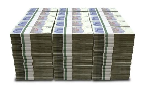 British pound sterling notes bundles stack Illustrazione stock