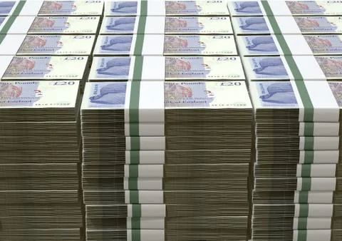 British pound sterling notes bundles stack 스톡 일러스트