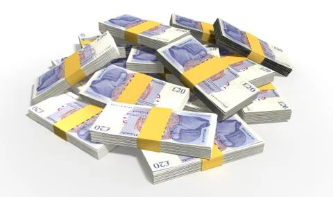 British pound sterling notes scattered pile イラスト素材