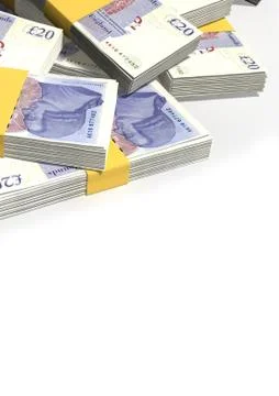 British pound sterling notes scattered pile 스톡 일러스트