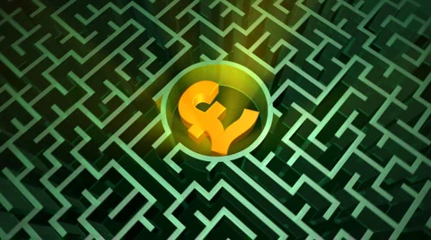 British pound symbol in the maze Stock Footage 1003115