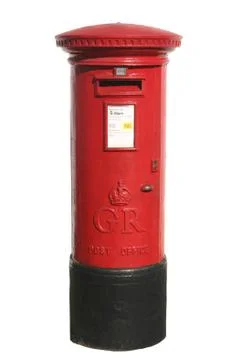 British red post box, isolated on a white background Photos